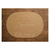 Aperturee - Aperturee Taupe Oval Rug Wooden Rubber Floor Mat For Photo